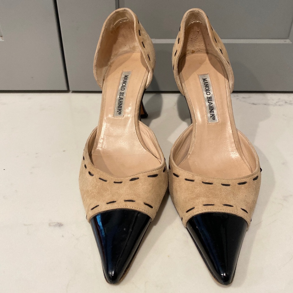 Manolo Blahnik Beige and Black Heels